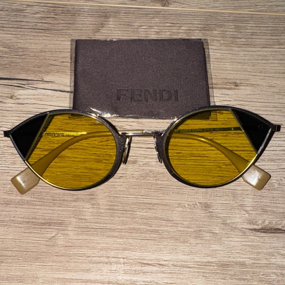 Fendi Sunglasses with Yellow Lenses and Black Accents